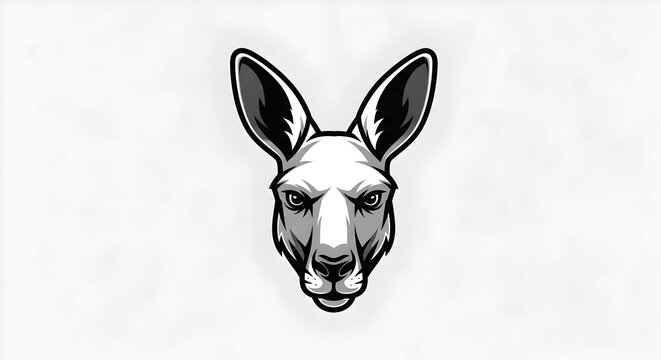 Intense kangaroo head illustration with determined expression