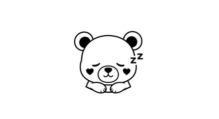 Fototapeta premium Adorable sleeping bear cub with hearts on cheeks, peaceful slumber