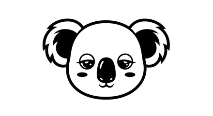 Fototapeta premium Cute cartoon koala face with sleepy eyes, simple and sweet illustration