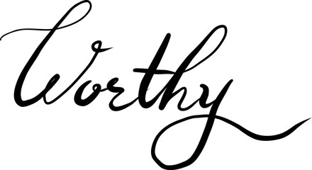 Worthy, Christian Calligraphy Vector Art In The Elegant Script Style