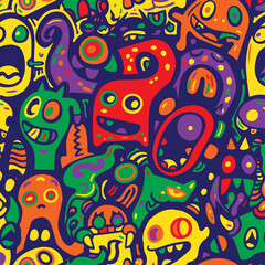 Fototapeta premium Colorful Abstract Doodle Seamless Pattern