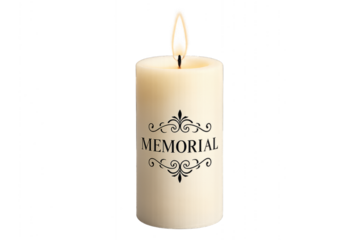 Candle with "Memorial" text glowing in the dark for Remembrance Day  