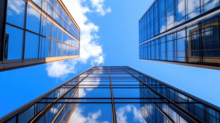 Dynamic perspective of a tall 5G mast with clear blue skies in the background, ideal for tech and innovation themes