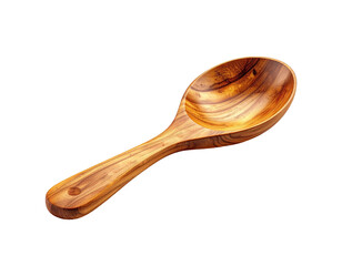 A realistic, wooden spoon with a smooth finish isolated on a black background