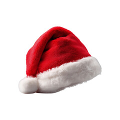 Classic red and white santa claus hat isolated on transparent background