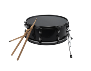 Snare Drum and Drumsticks – Classic Percussion Instrument Setup, isolated on transparent background