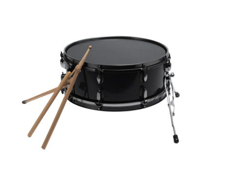 Snare Drum and Drumsticks – Classic Percussion Instrument Setup, isolated on transparent background