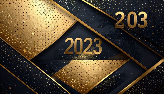 Geometric New Year's Design Featuring 2023 in Gold