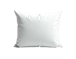 Fluffy white square pillow on a black backdrop, with folds and shadows