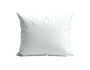 Fluffy white square pillow on a black backdrop, with folds and shadows