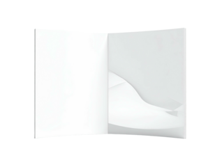 Open white folder with a smooth abstract design inside and black background