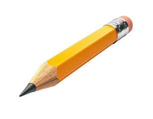 A close-up view of a sharpened, yellow pencil isolated on a black background