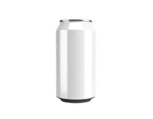 A blank, metallic silver soda can on a solid black background, realistic render