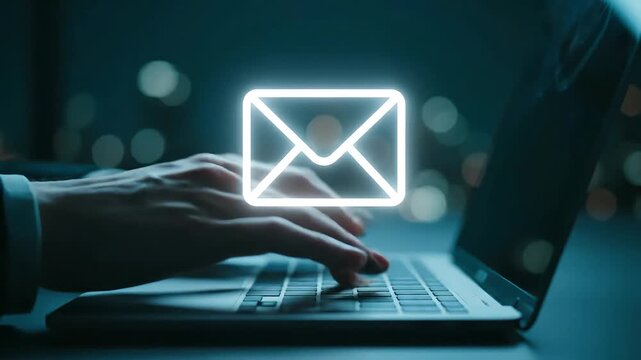 Email Marketing Strategy On Laptop With Mailing List Communication System