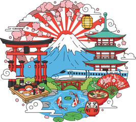 Japan Symbols Icons Adobe Illustrator Artwork © JanIvan