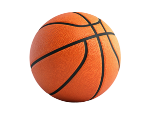 Detailed 3D rendering of a basketball against a black background, isolated