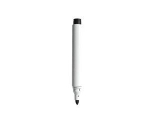A white marker with a black cap and nib on a black background