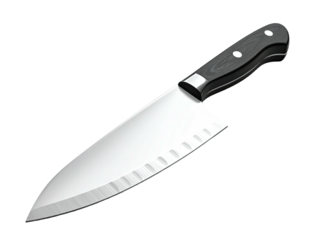 A chef's knife, sharp and ready for food preparation against a dark background - Powered by Adobe