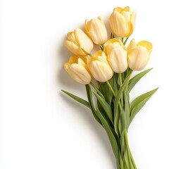 A bouquet of yellow tulips, isolate on white background.
