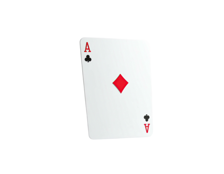 A playing card shows the Ace of Diamonds and Clubs, isolated on black