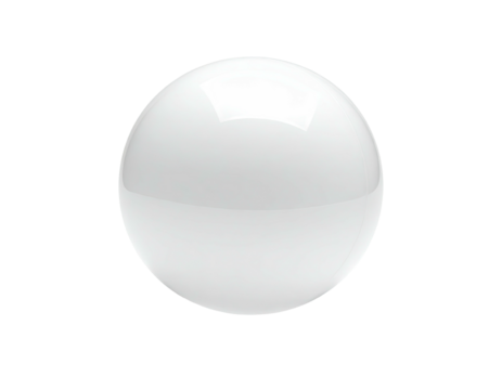 A glossy, spherical object, white with specular highlights, isolated on black