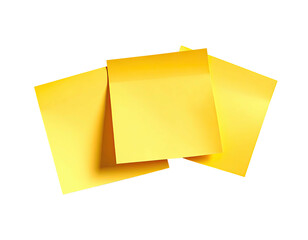 Three bright yellow square sticky notes slightly overlapping on black background