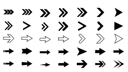 Arrow icon set, arrow cursor collection, different arrow signs, black arrow icons