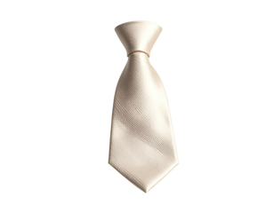 Cream-colored tie with a slight sheen, isolated on a stark black background