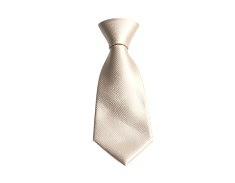 Cream-colored tie with a slight sheen, isolated on a stark black background