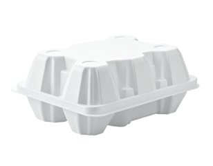A closed, white, rectangular container with rounded edges and a raised top