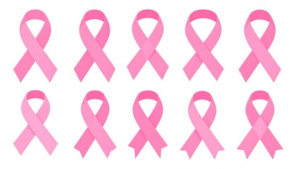 Set of twelve pink awareness ribbons