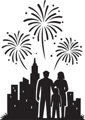 Fireworks Silhouette – 4th of July Celebration Vector