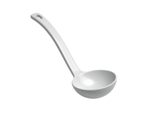 Isolated white kitchen ladle for scooping liquids