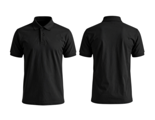 Classic Black Polo Shirt Template for Branding and Design – Transparent PNG