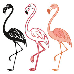 Naklejka premium flat-vector-illustration-of-three-flamingos---left.eps