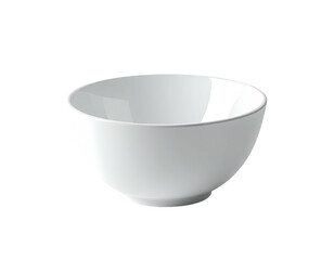 Plain white ceramic bowl, empty, with clean lines, on black background