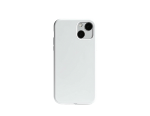 White smartphone on black background, rear view, dual lens camera, sleek, minimal design