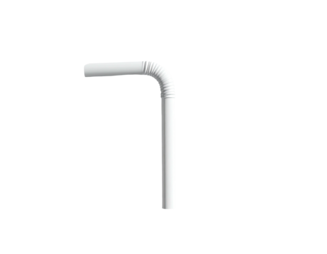 Isolated white drinking tube, bent at a right angle, set against a black backdrop