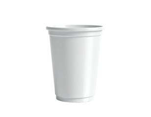 A plain white, insulated, disposable cup against a stark black background