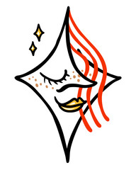 Stylized star – decorative vector illustration, trend, glamour, self-expression, dream, shining