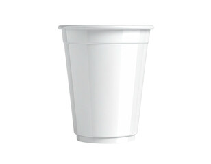 A clean, white, double-walled plastic cup on a black background, isolated