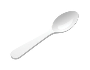 A white, plastic spoon, slightly angled, against a stark, black background