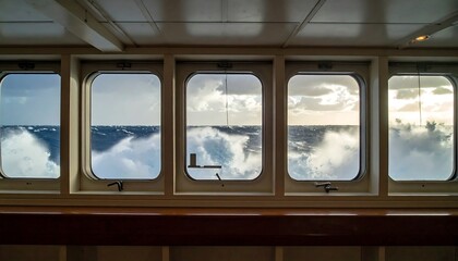 Ship's windows, rough seas