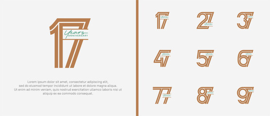 anniversary vector logo set, brown color with handwriting can be use for celebration