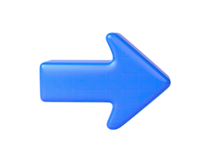 A 3D glossy, blue arrow pointing to the right against a black background