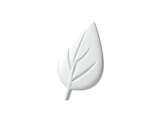 Shiny, white, 3D rendered leaf, with detailed veins, isolated on black