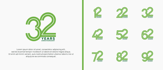 anniversary vector logo set, green color can be use for celebration