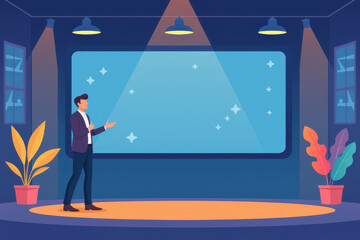 Business presentation stage ethical practice backdrop