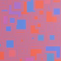 Geometric Square Pattern in Pink, Orange, and Blue