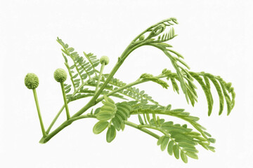 White Pom Poms Leucaena leucocephala isolated watercolor vector illustration svg